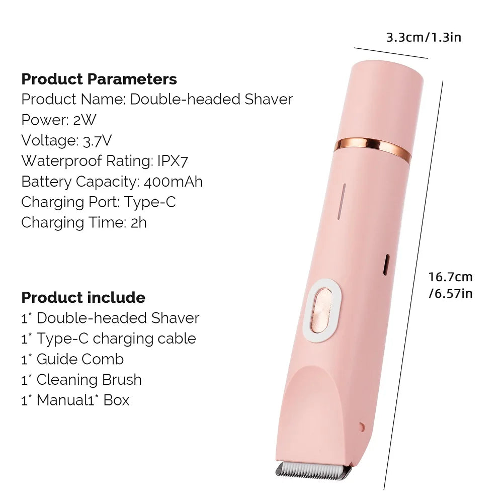 Double Head Shaver Electric Razor Mustache Epilator Leg Bikini Body Hair Trimmer Women Facial Epilator Hair Remover