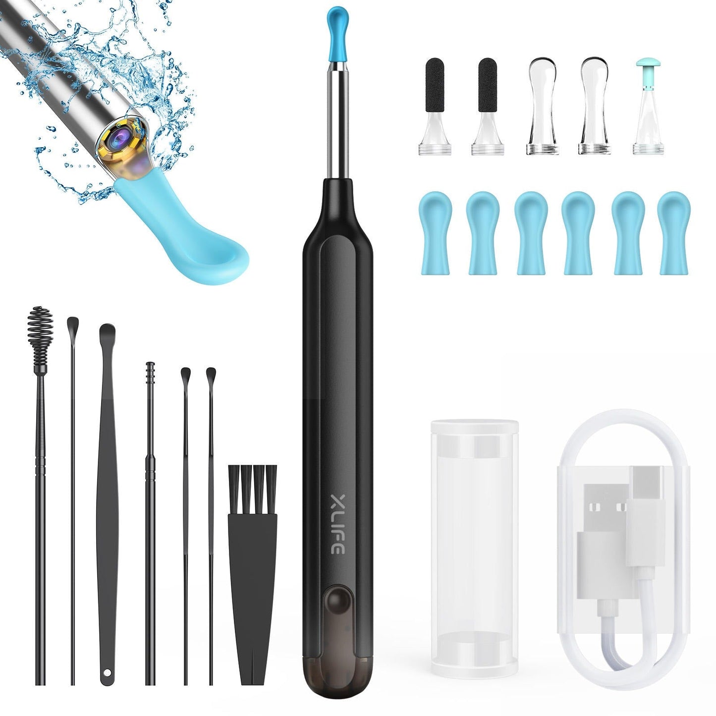 Earwax Removal Tool with Camera, 8 Kits and 5 Ear Picks, (camera 1080P HD), 6 LED Lights Earwax Removal Kit, for IOS and Android
