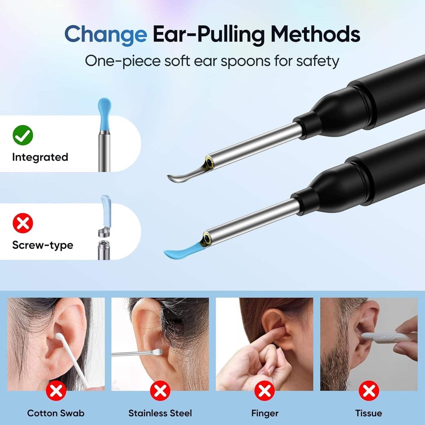 Earwax Removal Tool with Camera, 8 Kits and 5 Ear Picks, (camera 1080P HD), 6 LED Lights Earwax Removal Kit, for IOS and Android